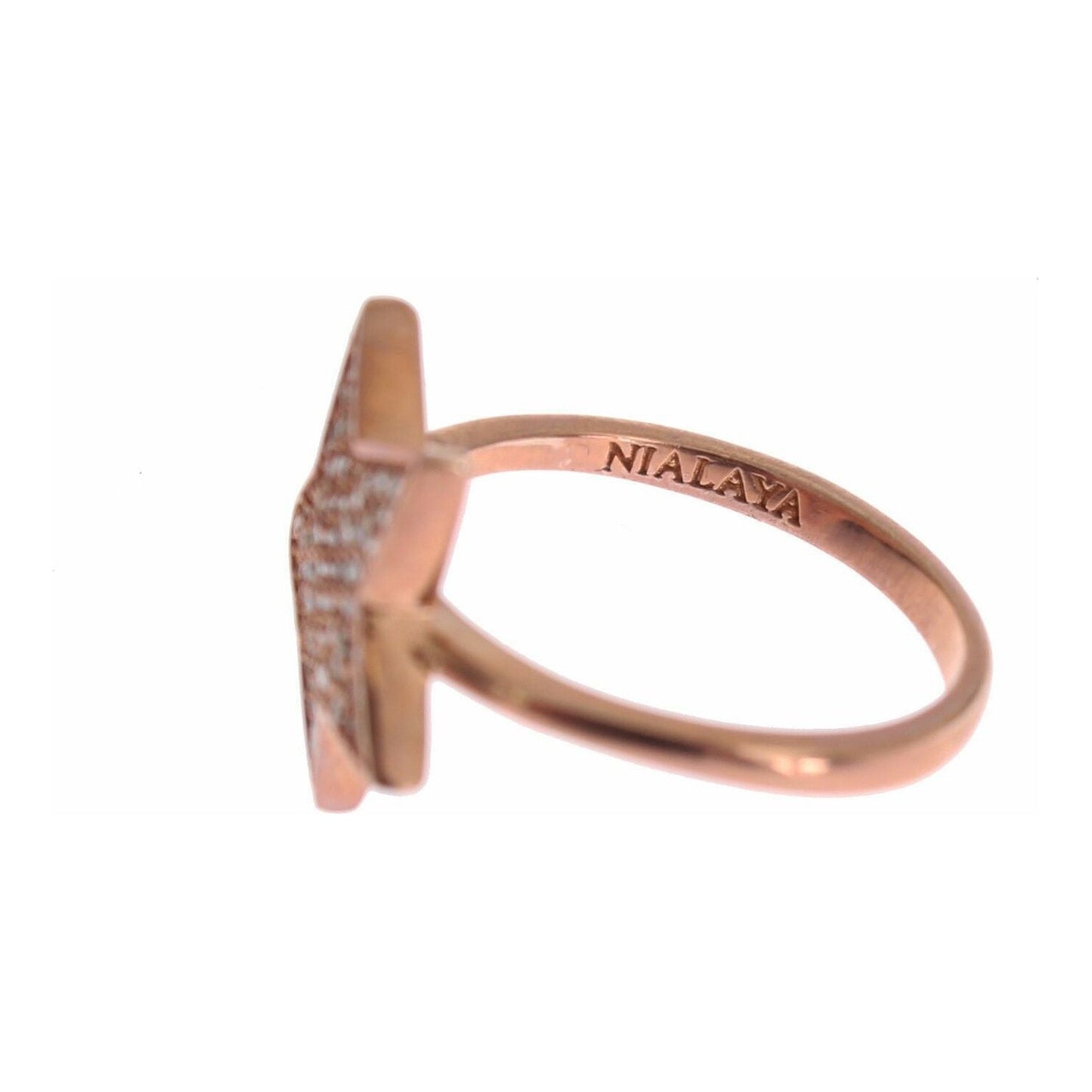 Nialaya Dazzling Pink Gold Plated Sterling Silver CZ Ring Ring Nialaya Rosy Brown