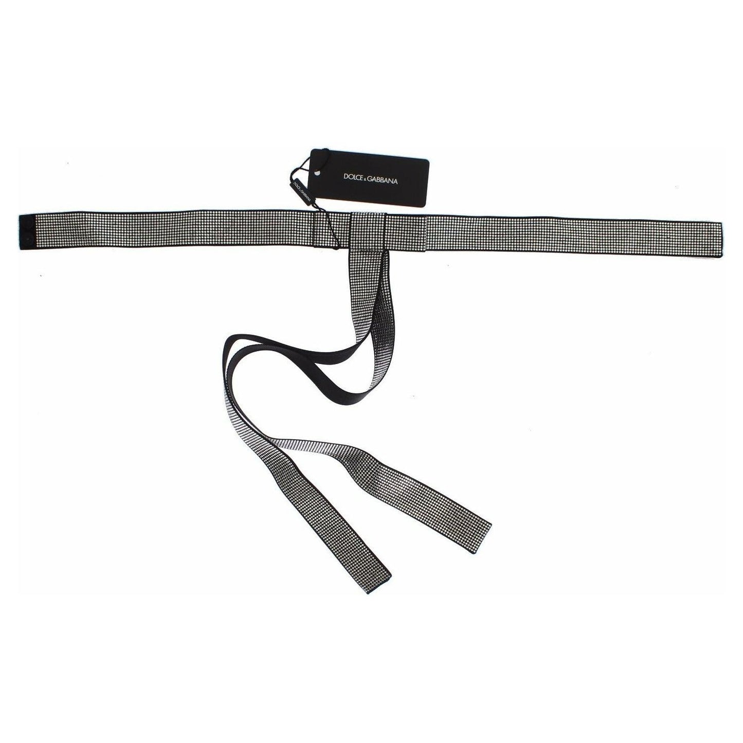 Dolce & Gabbana Black Silk Crystal Bow Waist Belt Elegance WOMAN BELTS Dolce & Gabbana Light Gray