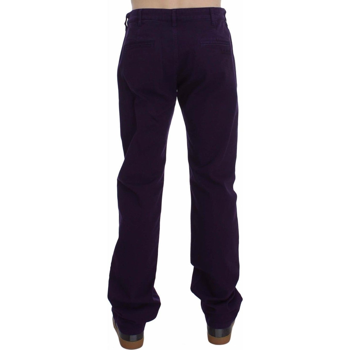 GF Ferre Purple Cotton Stretch Slim Chinos GF Ferre Black
