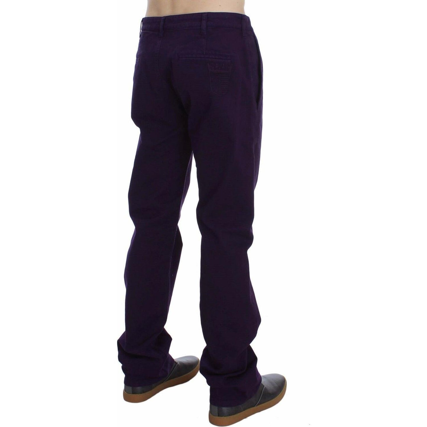 GF Ferre Purple Cotton Stretch Slim Chinos GF Ferre Black
