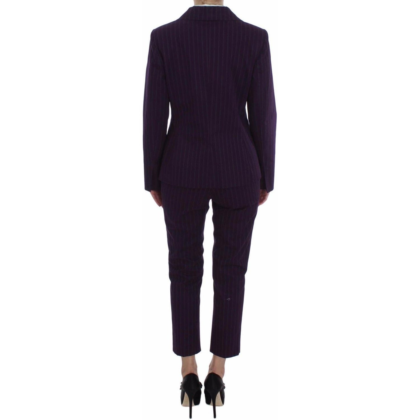 BENCIVENGA Elegant Striped Pant & Blazer Suit BENCIVENGA Black