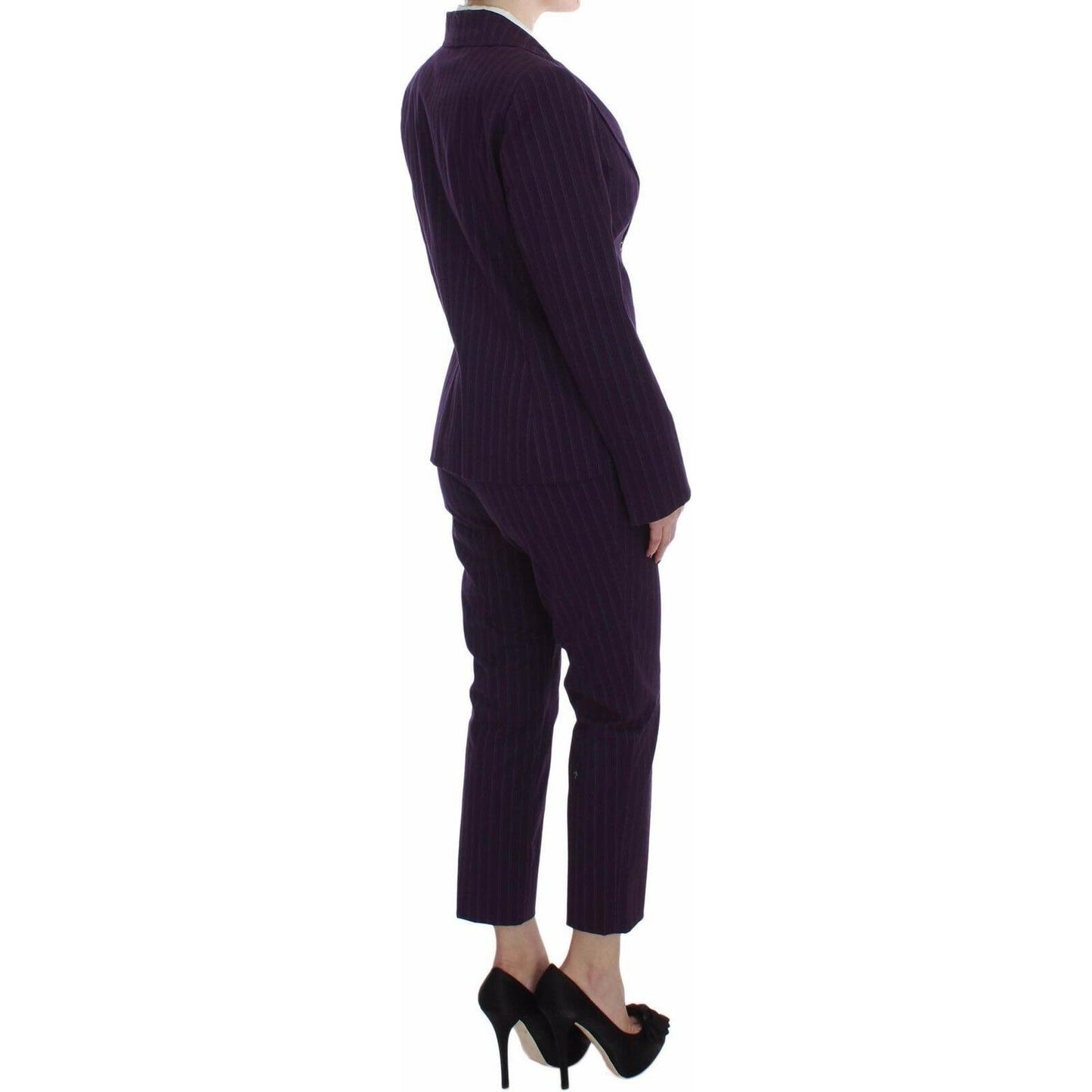 BENCIVENGA Elegant Striped Pant & Blazer Suit BENCIVENGA Black