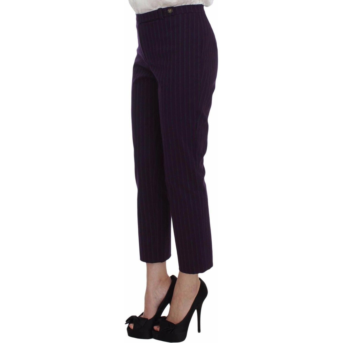 BENCIVENGA Elegant Striped Pant & Blazer Suit BENCIVENGA Black