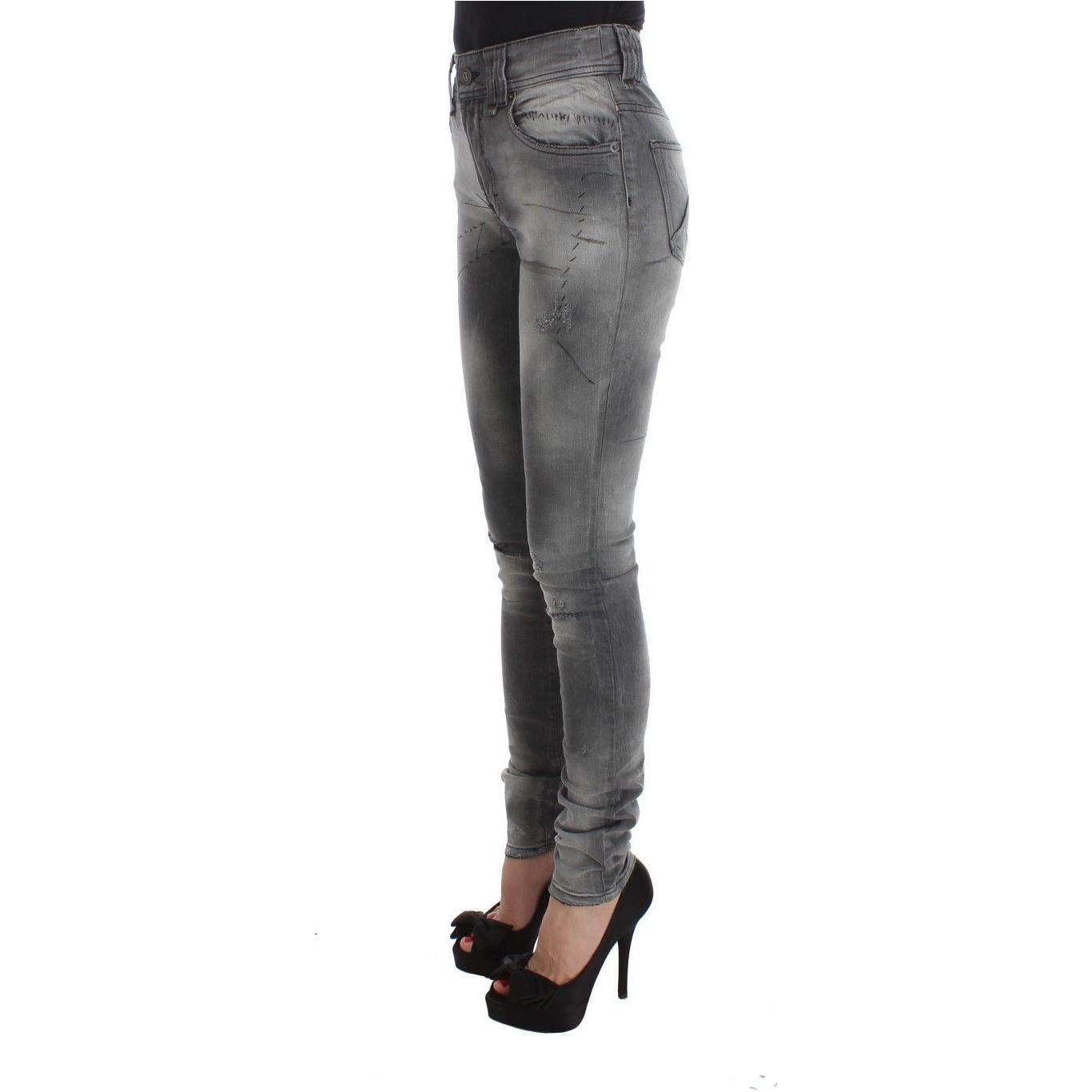 John Galliano Chic Gray Slim Fit Designer Jeans John Galliano Dim Gray