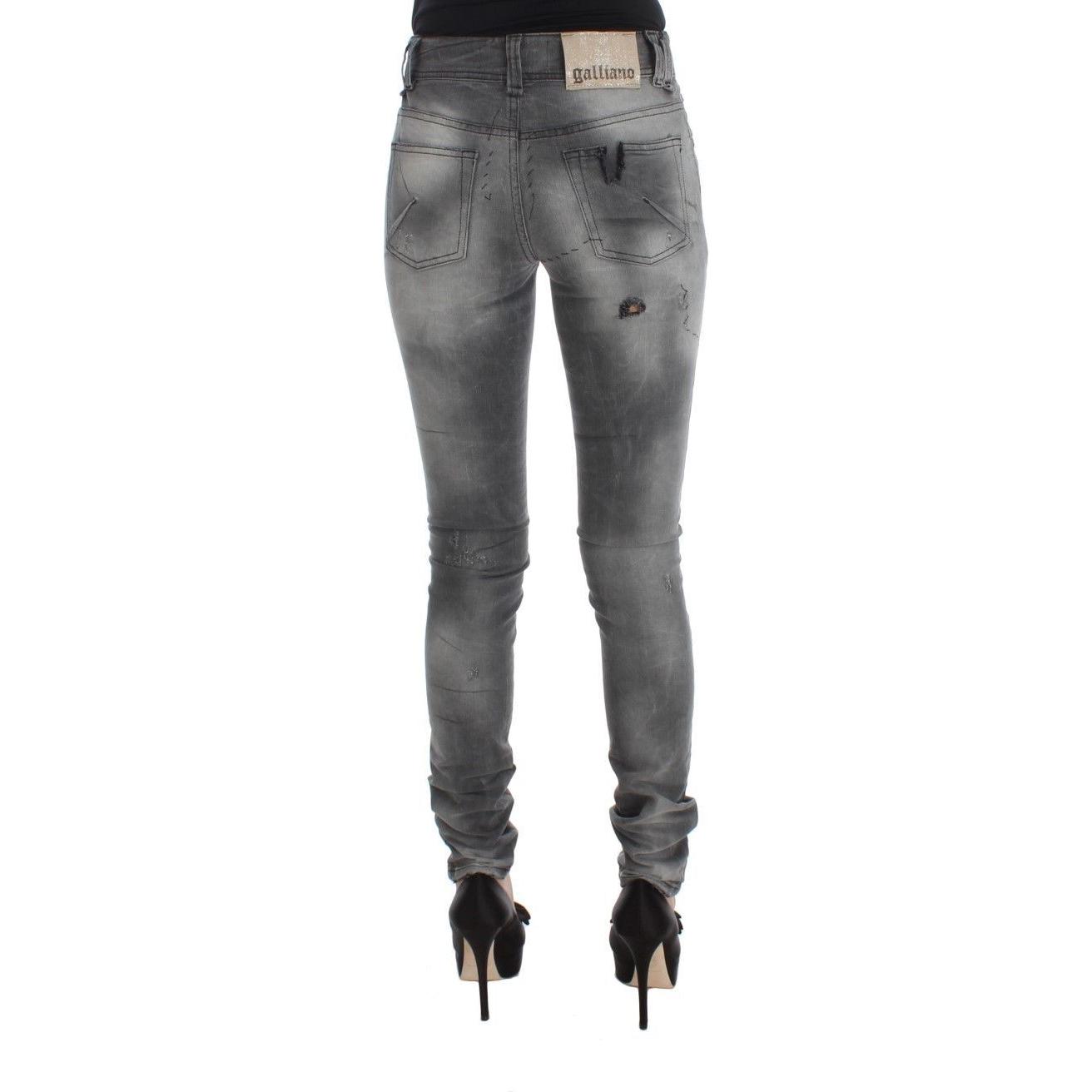 John Galliano Chic Gray Slim Fit Designer Jeans John Galliano Dim Gray