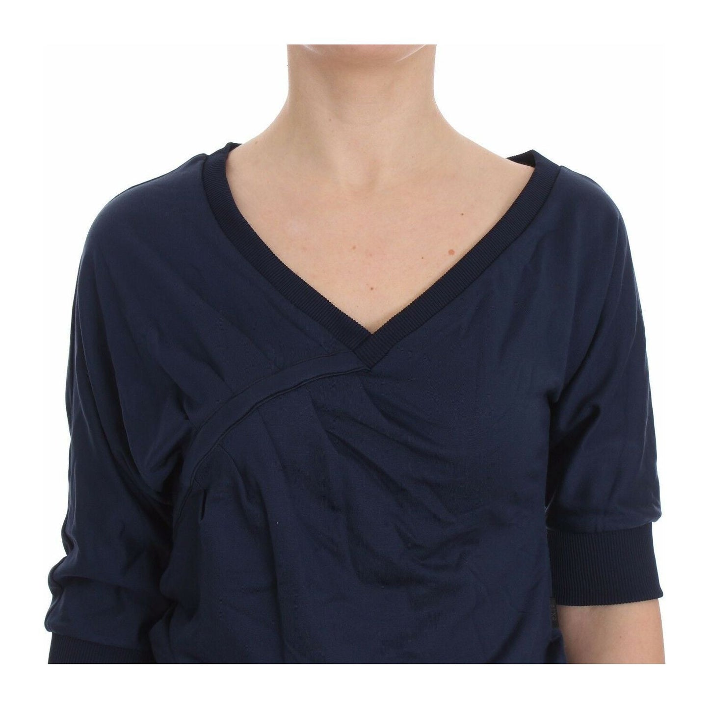 Exte Elegant Deep V-Neck Sweater in Blue Exte Dark Slate Gray