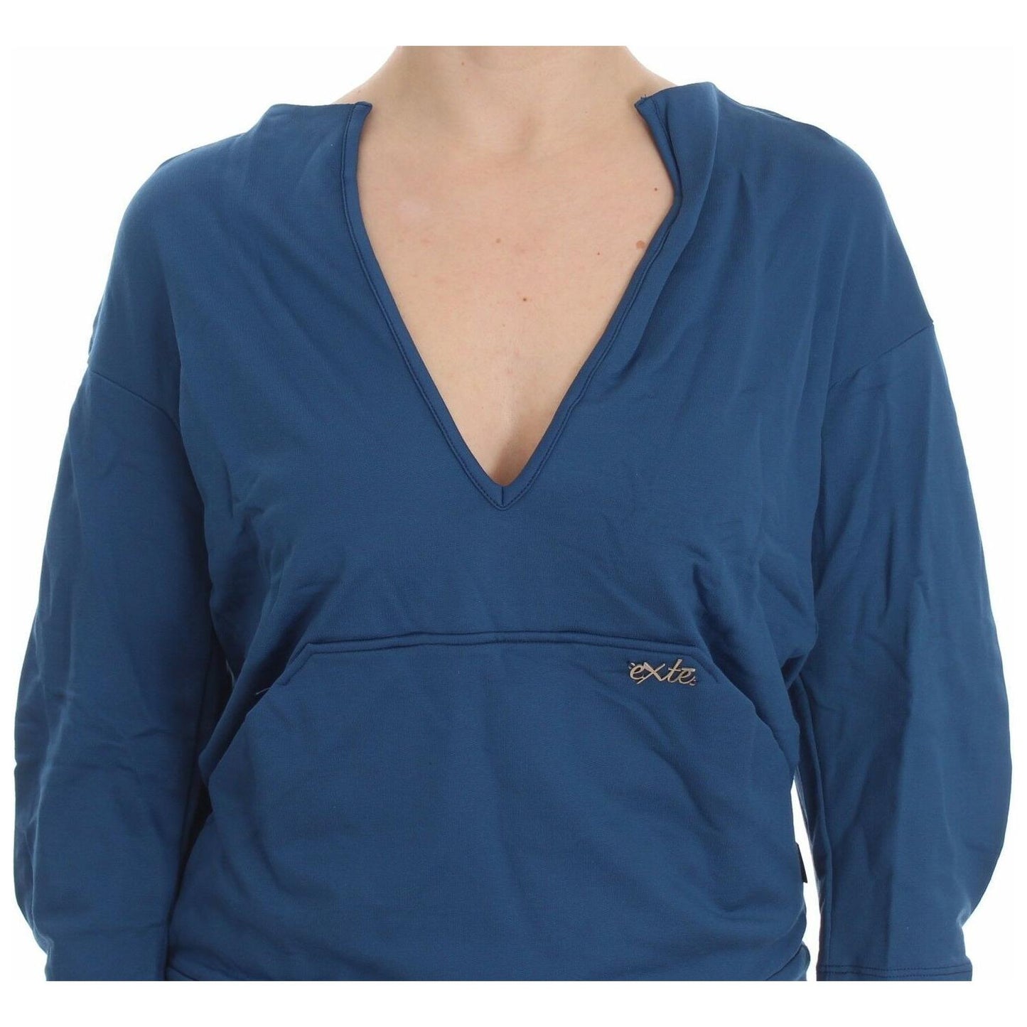 Exte Elegant Deep V-Neck Sweater in Blue Exte Dark Slate Gray