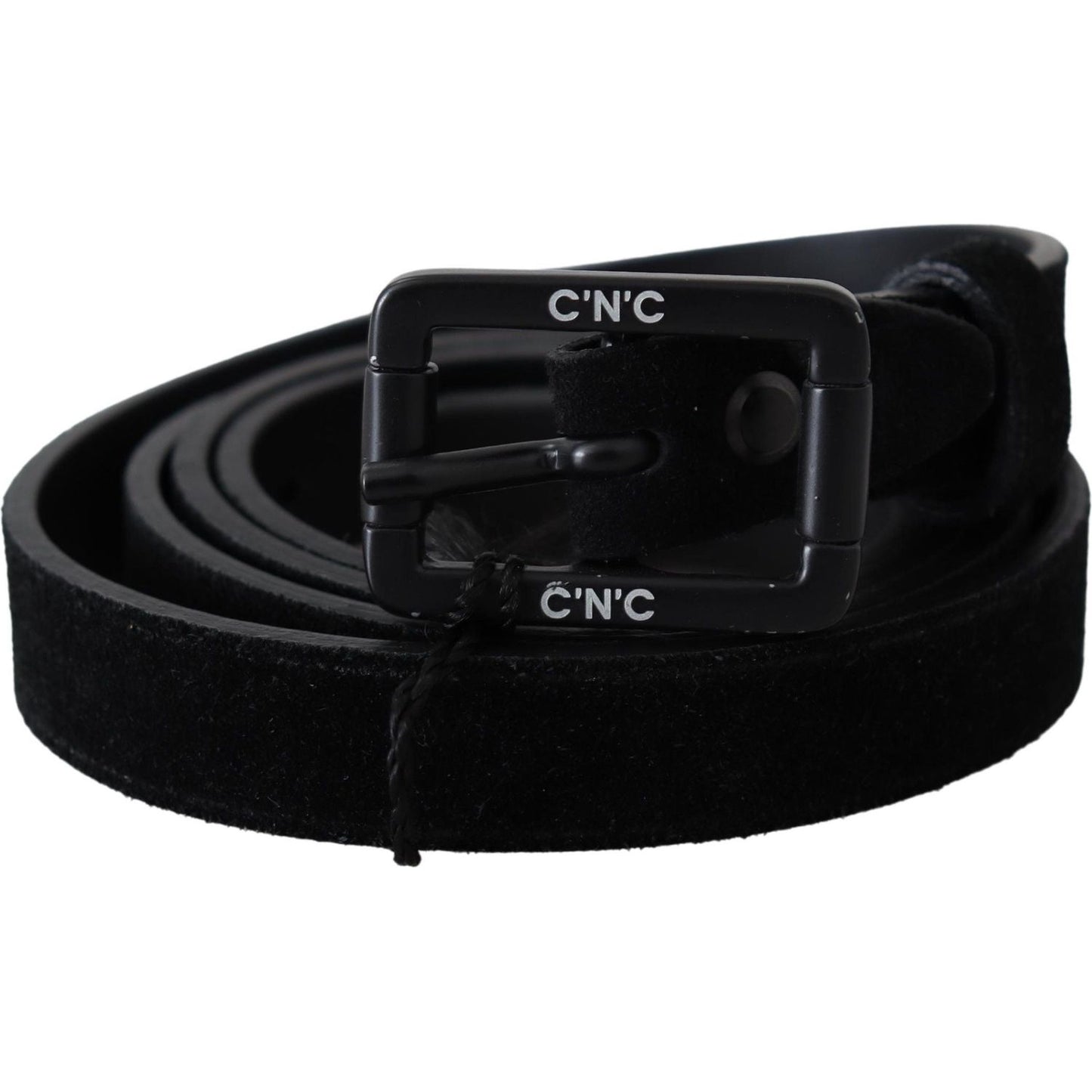 Costume National Elegant Black Velvet Buckle Leather Belt Belt Costume National Black