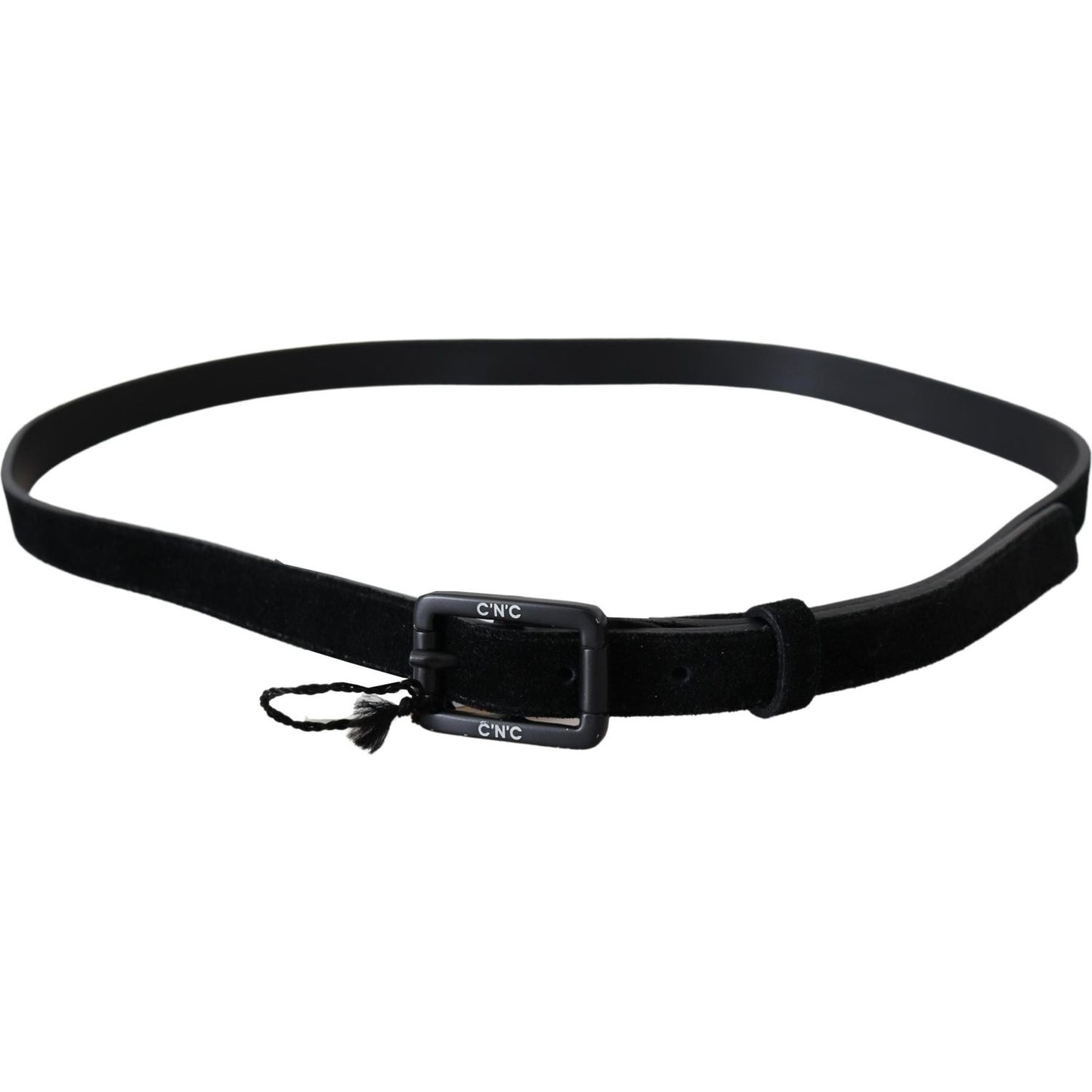 Costume National Elegant Black Velvet Buckle Leather Belt Belt Costume National Black