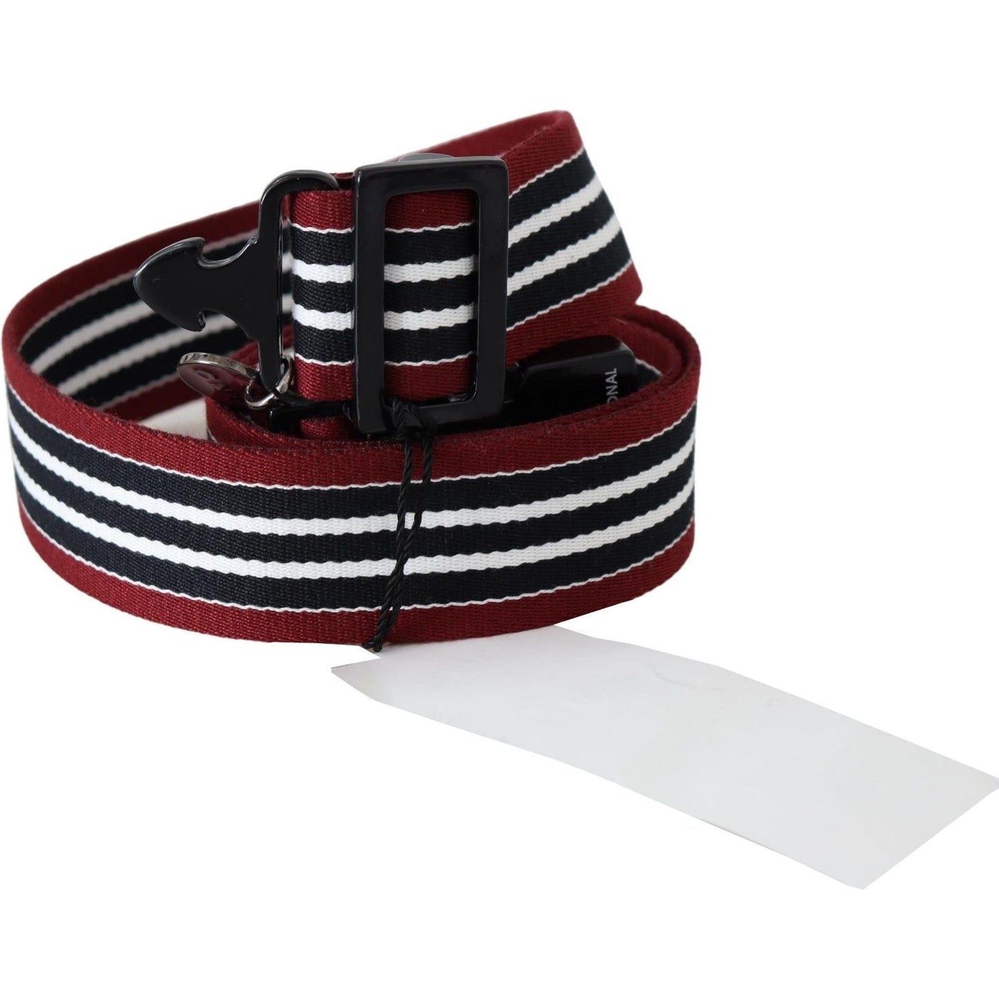 Costume National Striped Leather Fashion Belt in Black & Red Belt Costume National Light Gray