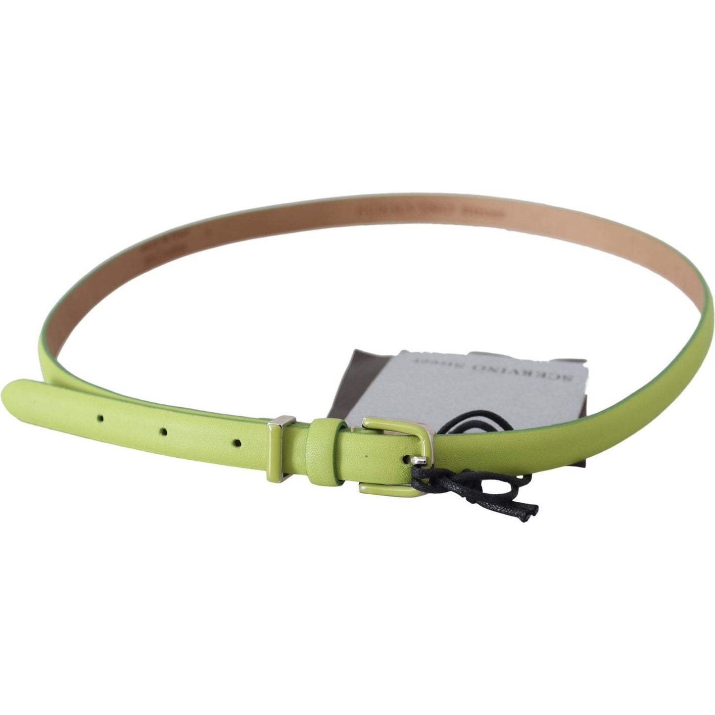 Scervino Street Classic Green Leather Belt with Silver-Tone Hardware Belt Scervino Street Dark Khaki