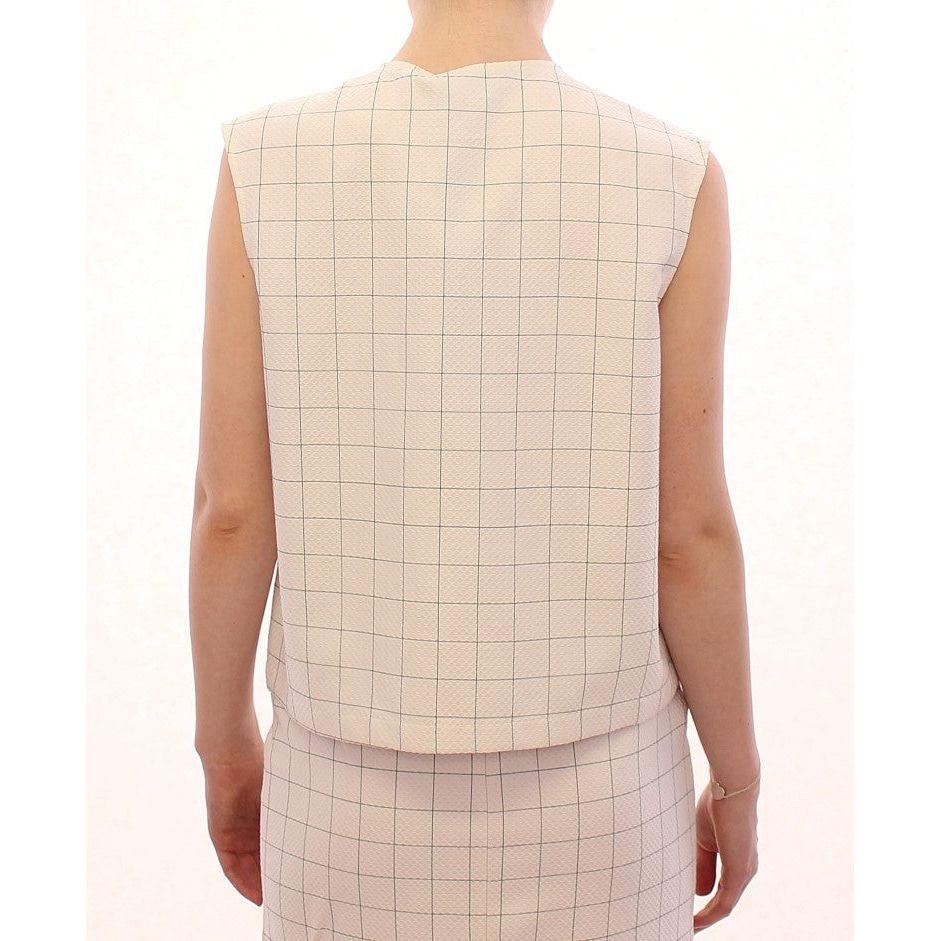 Andrea Incontri Chic White Sleeveless Cotton Shirt Top Andrea Incontri Light Gray