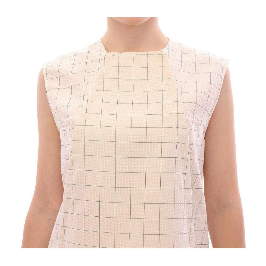 Andrea Incontri Chic White Sleeveless Cotton Shirt Top Andrea Incontri Bisque