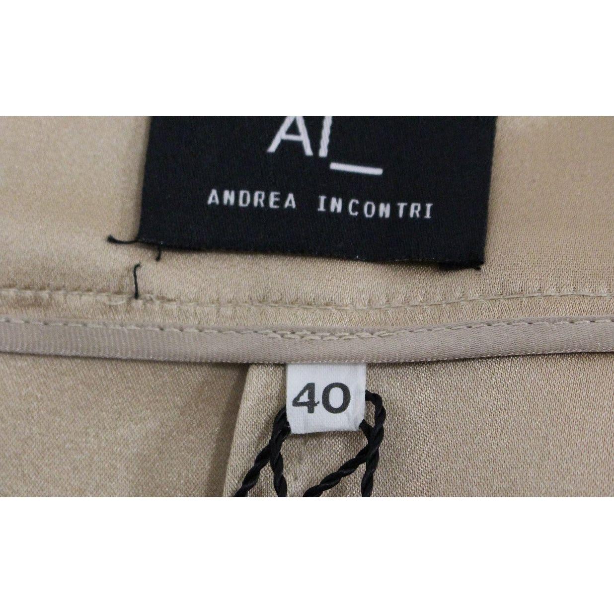 Andrea Incontri Elegant Silk Pleated Knee-Length Skirt Andrea Incontri Rosy Brown