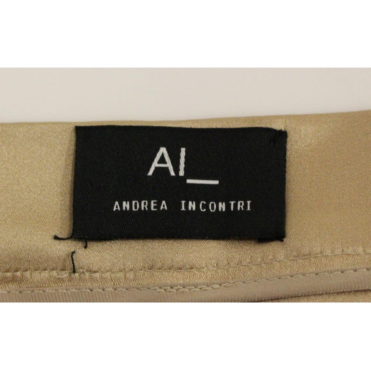 Andrea Incontri Elegant Silk Pleated Knee-Length Skirt Andrea Incontri Rosy Brown