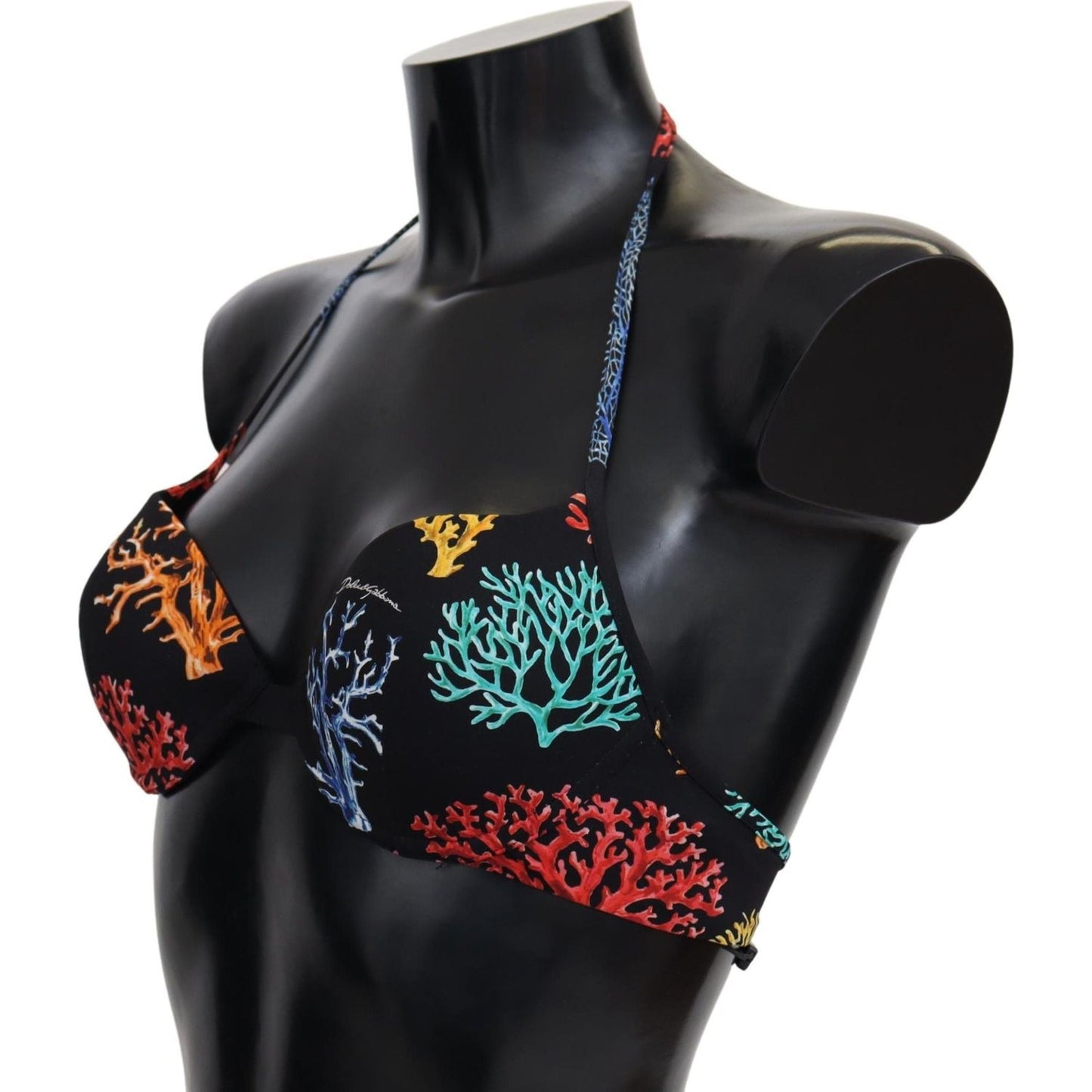 Dolce & Gabbana Chic Black Coral Print Bikini Top Dolce & Gabbana Black
