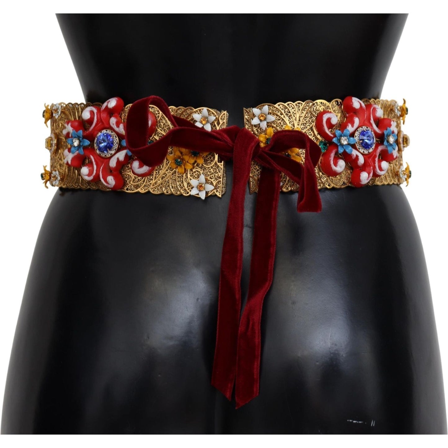 Dolce & Gabbana Gold-Tone Floral Crystal Waist Belt Dolce & Gabbana Black