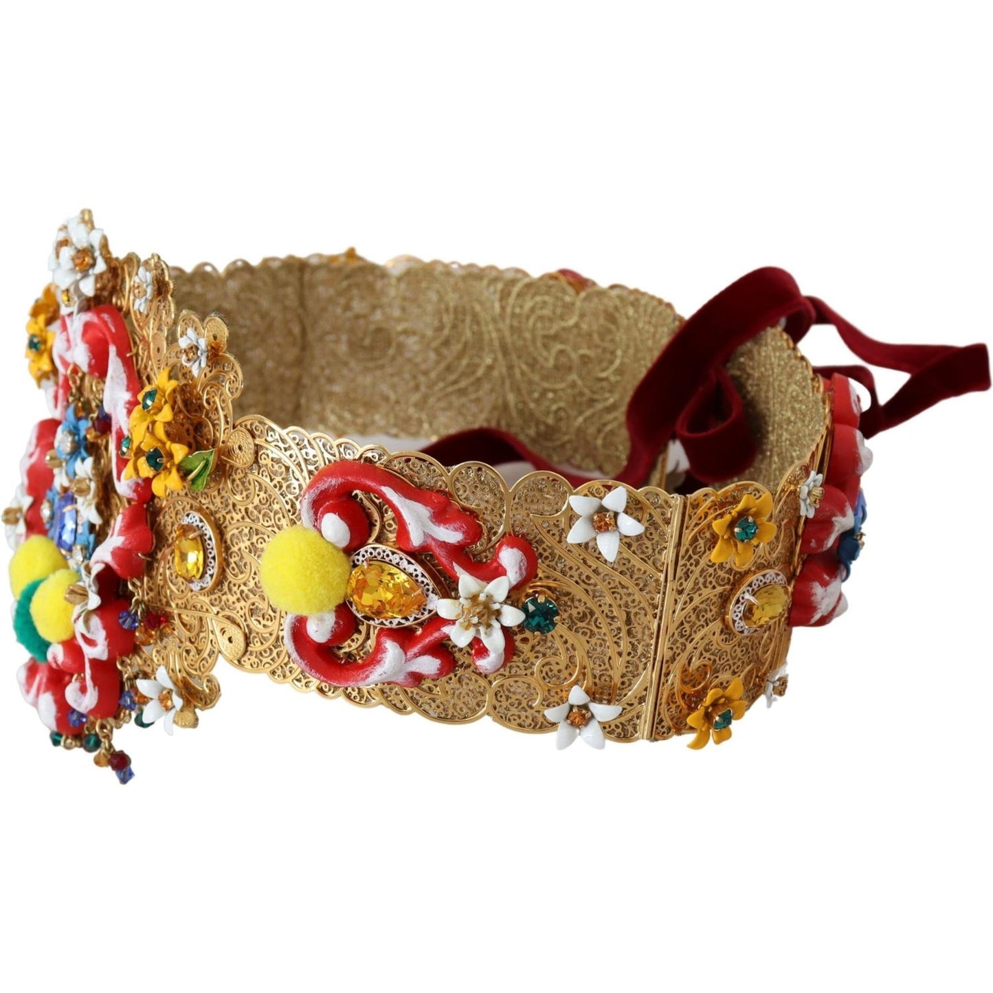 Dolce & Gabbana Gold-Tone Floral Crystal Waist Belt Dolce & Gabbana Sienna