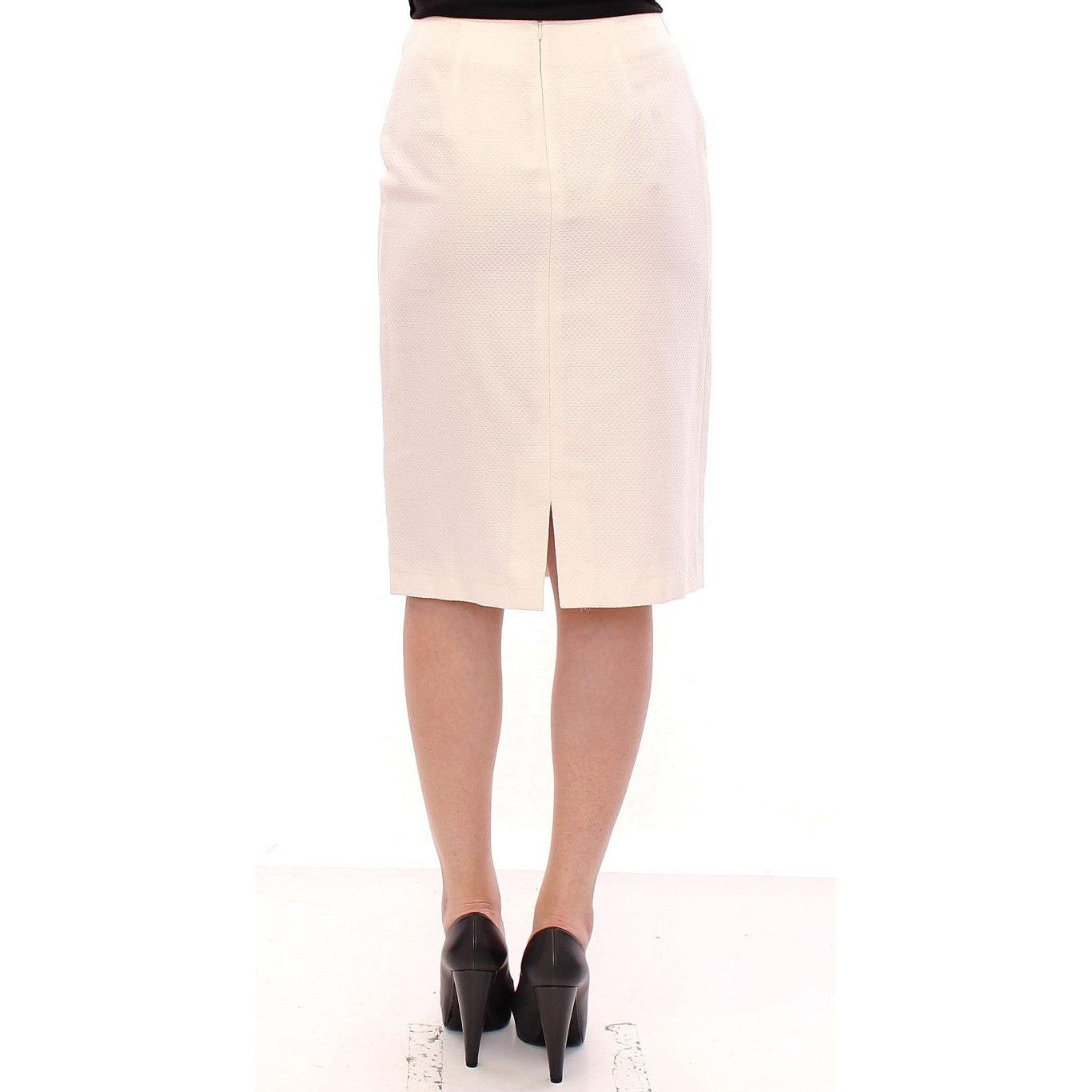 Andrea Incontri Elegant White Floral Pencil Skirt Andrea Incontri Misty Rose