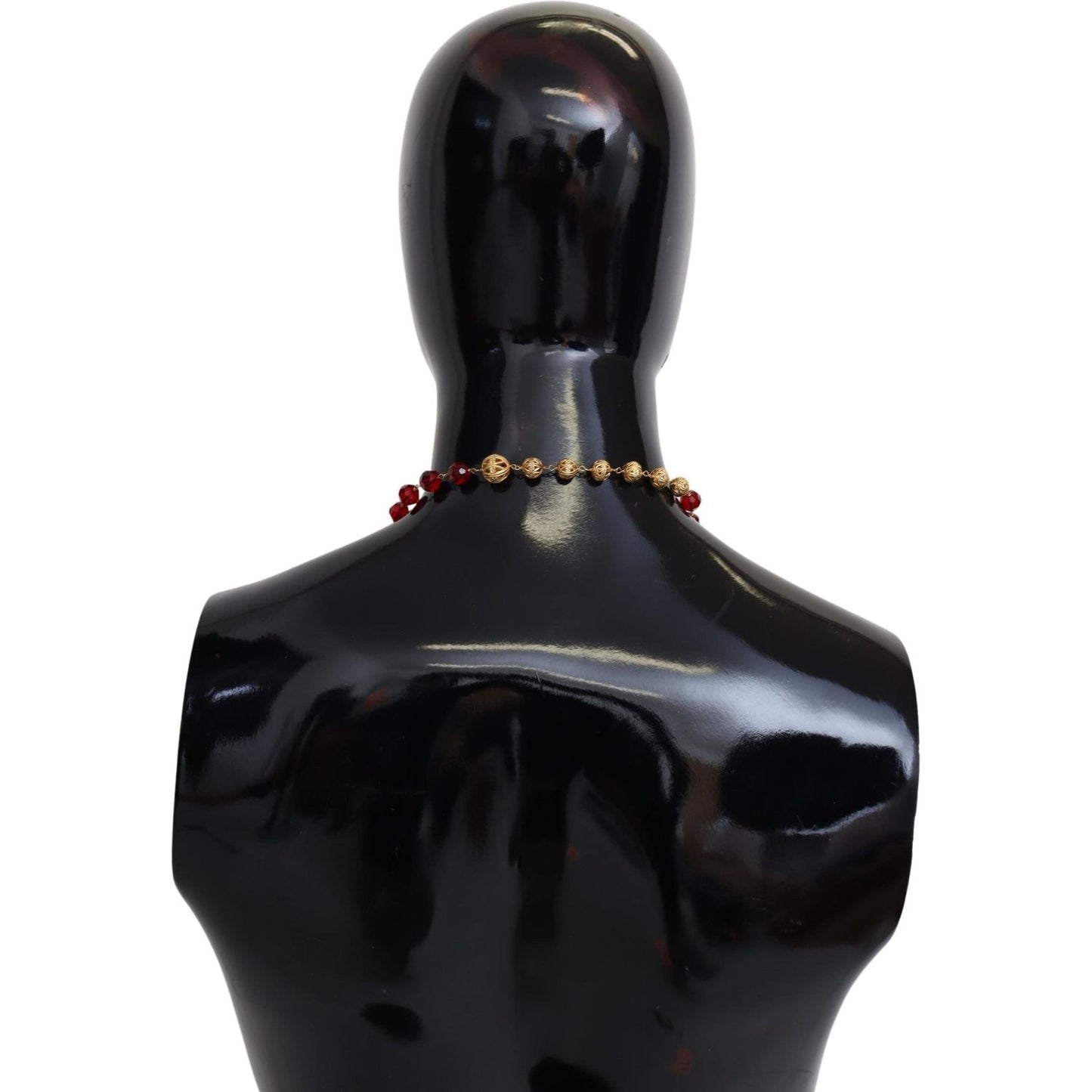 Dolce & Gabbana Elegant Red Crystal Gold-Plated Necklace Necklace Dolce & Gabbana Black