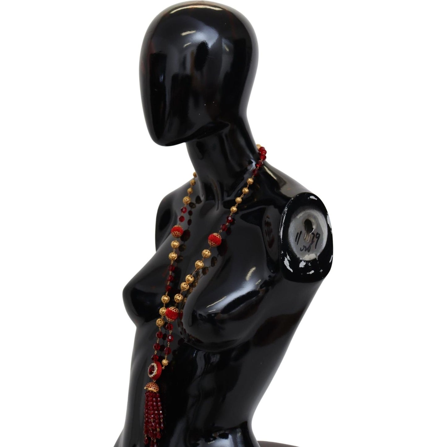 Dolce & Gabbana Elegant Red Crystal Gold-Plated Necklace Necklace Dolce & Gabbana Black
