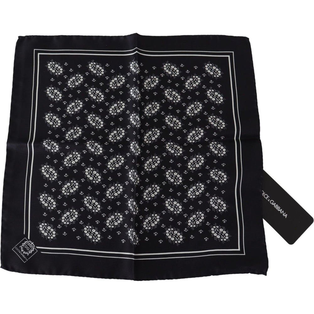 Dolce & Gabbana Elegant Silk Patterned Pocket Square Dolce & Gabbana Black