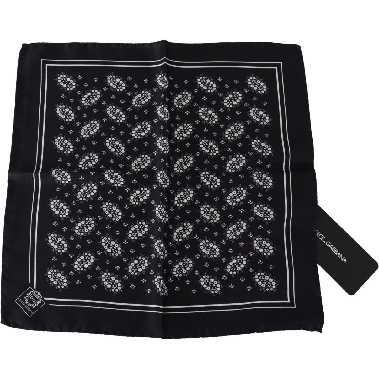 Dolce & Gabbana Elegant Silk Patterned Pocket Square Dolce & Gabbana Black