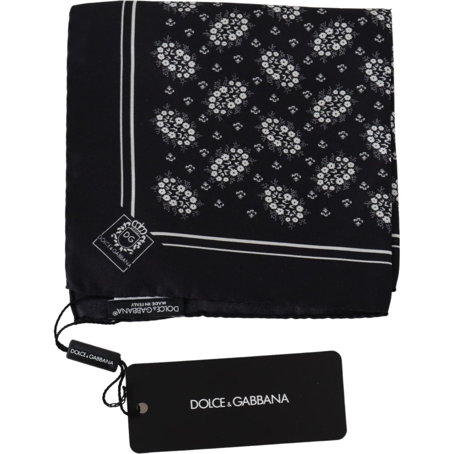 Dolce & Gabbana Elegant Silk Patterned Pocket Square Dolce & Gabbana Black