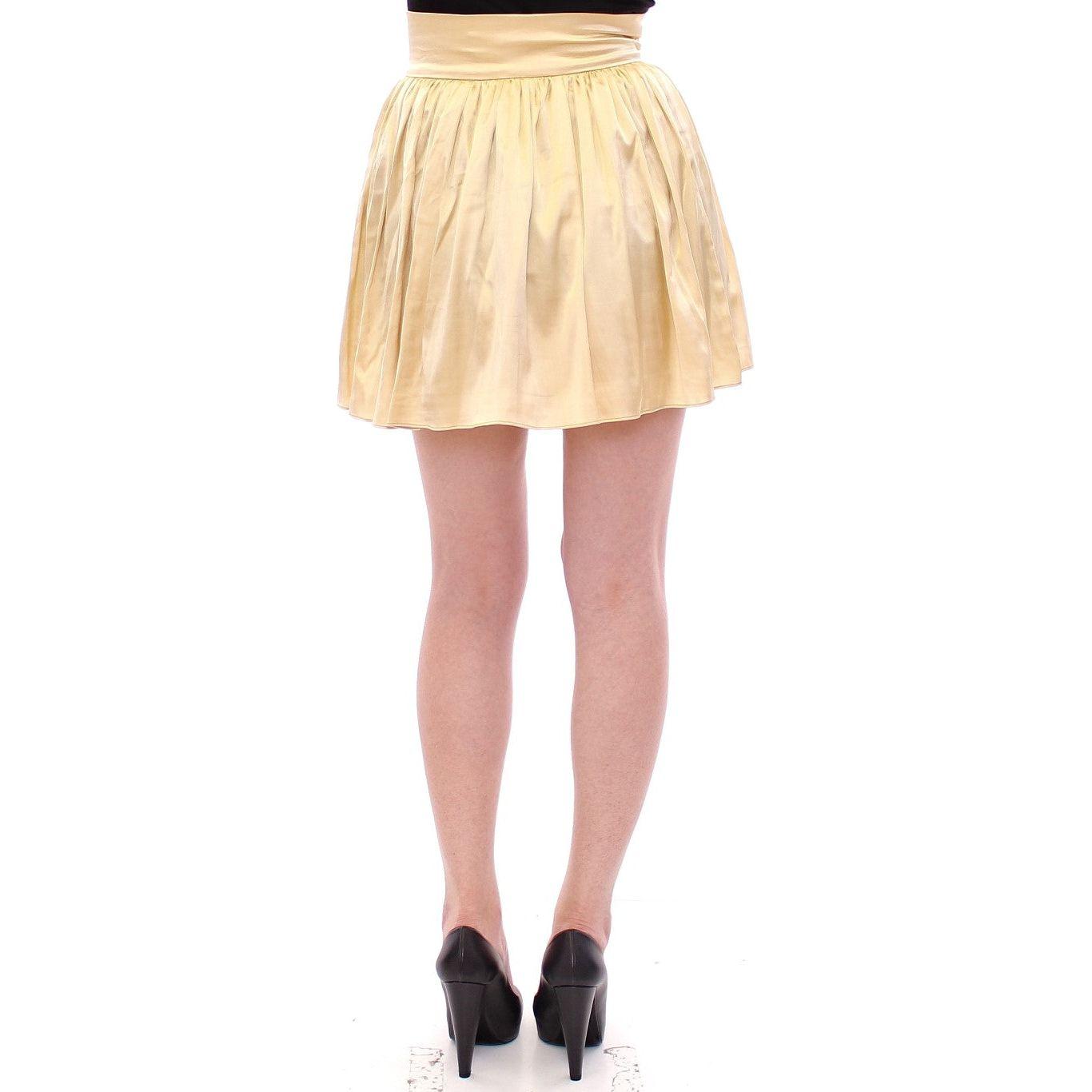 Andrea Incontri Chic Beige Floral Embroidered Mini Skirt Andrea Incontri Tan