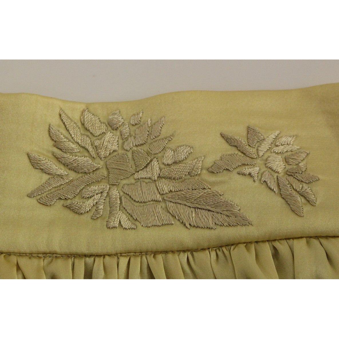 Andrea Incontri Chic Beige Floral Embroidered Mini Skirt Andrea Incontri Dark Khaki