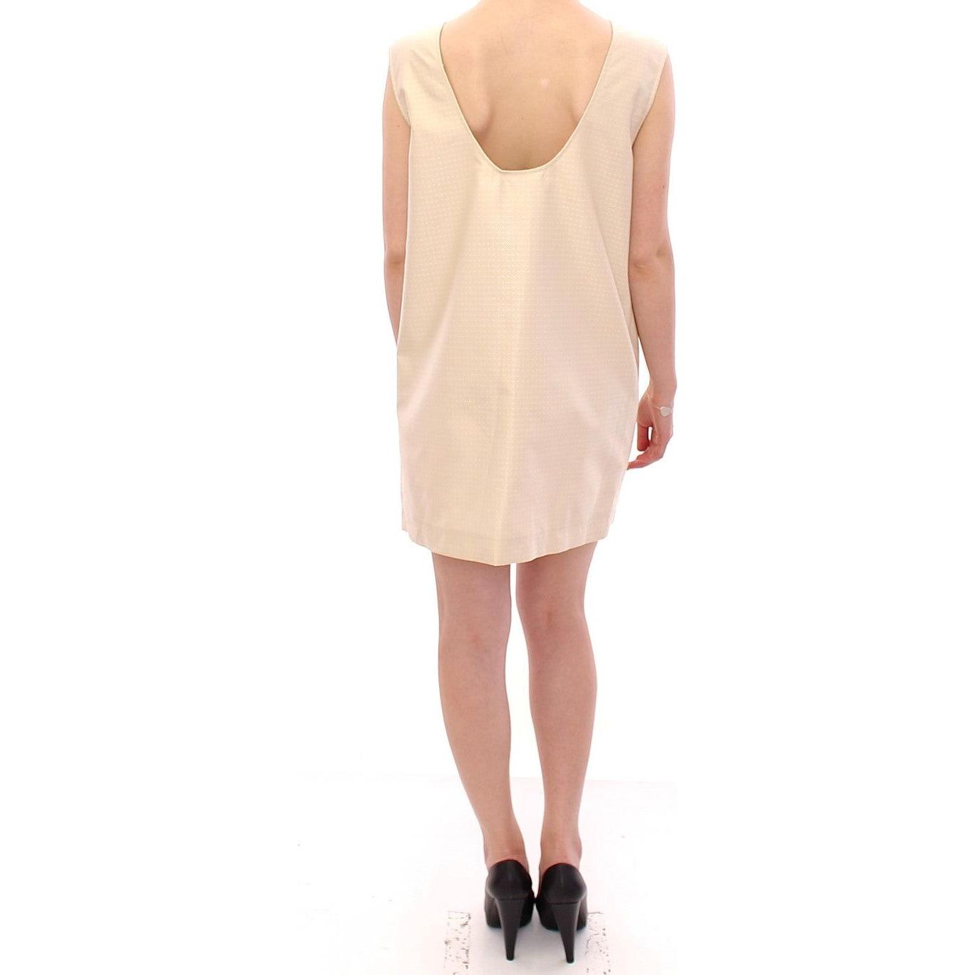 Andrea Incontri Elegant Beige Shift Sleeveless Dress Dresses Andrea Incontri Wheat