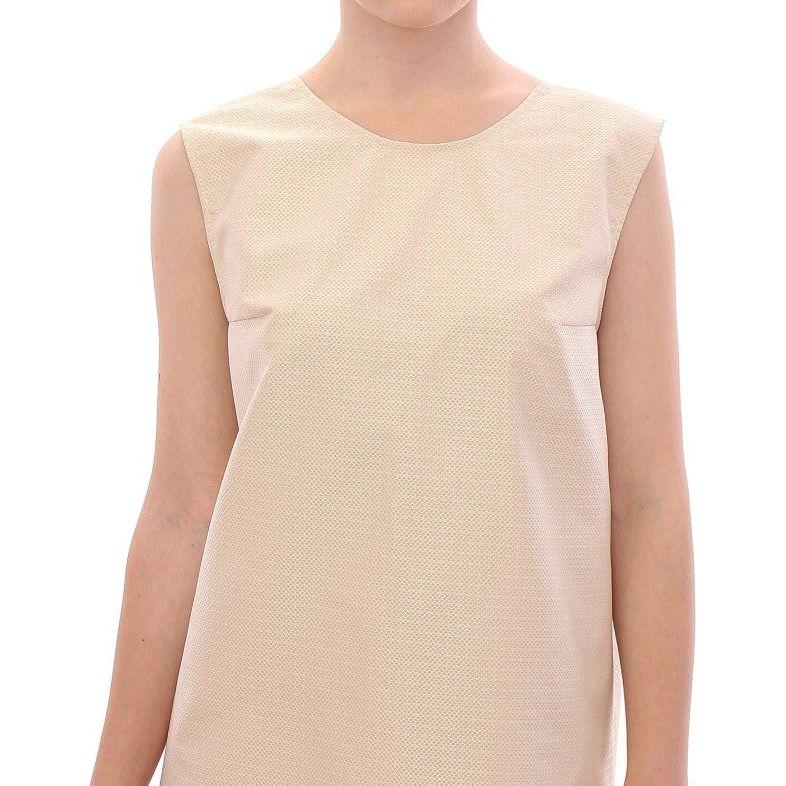 Andrea Incontri Elegant Beige Shift Sleeveless Dress Dresses Andrea Incontri Wheat