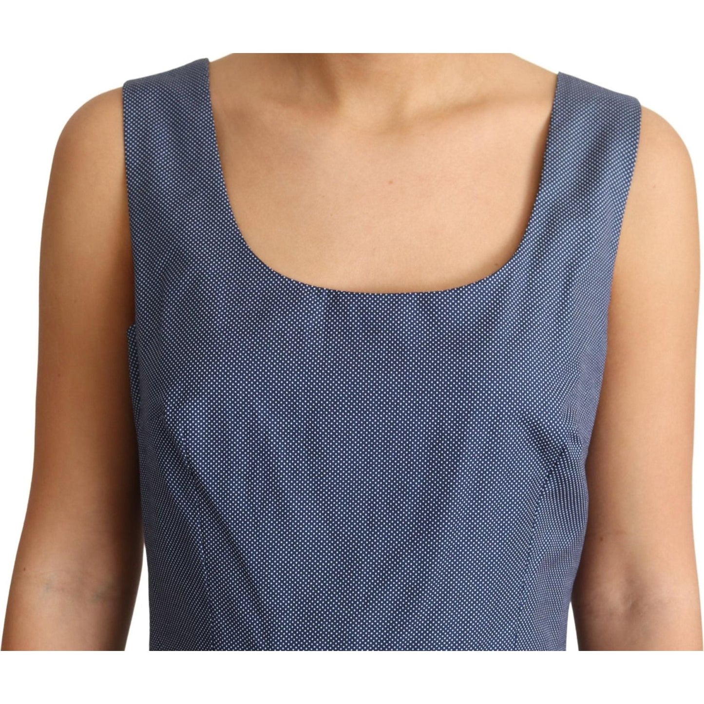 Dolce & Gabbana Chic Blue Polka-Dotted Sleeveless A-Line Dress Dolce & Gabbana Dark Slate Gray