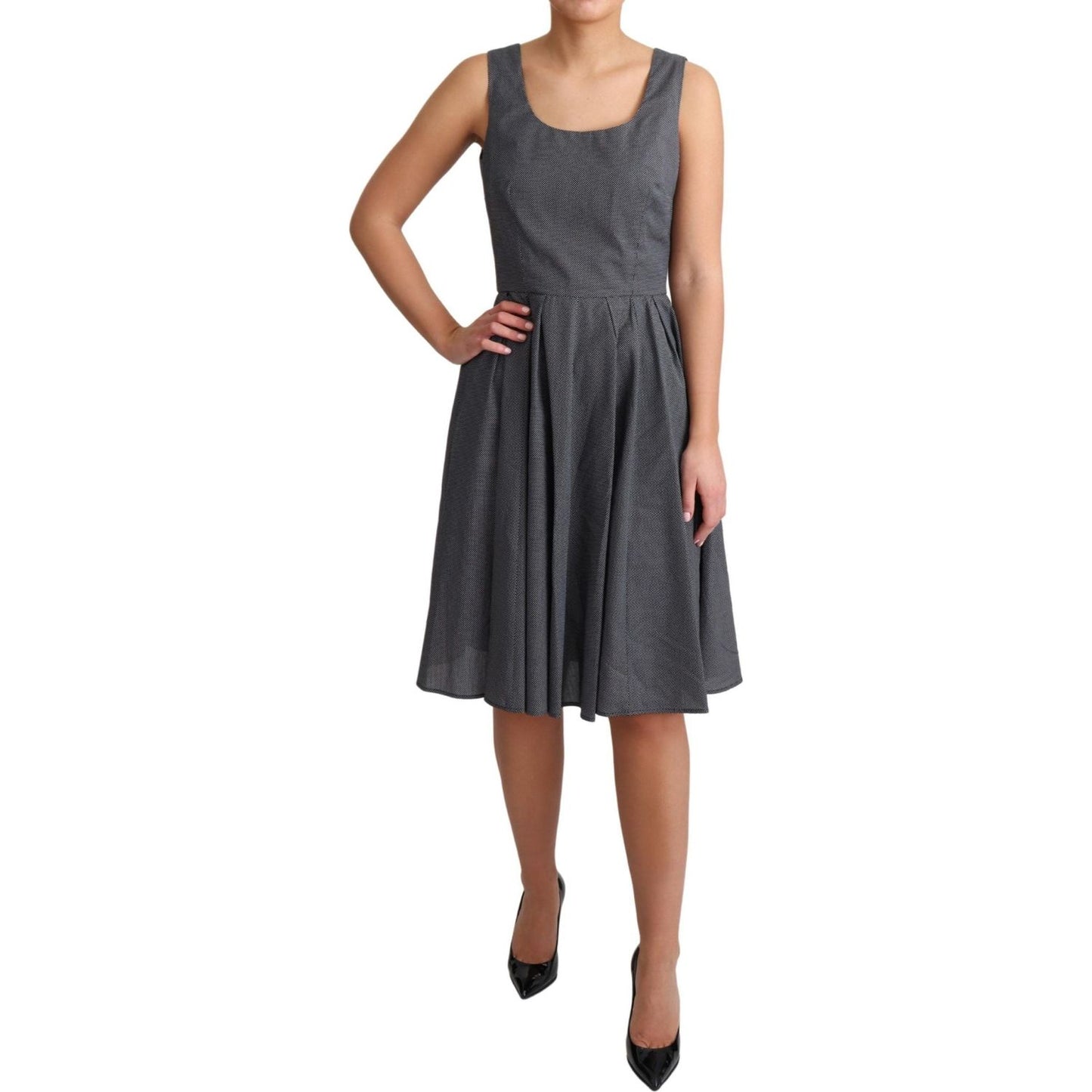Dolce & Gabbana Black Polka Dotted Cotton A-Line Dress DR2758-40