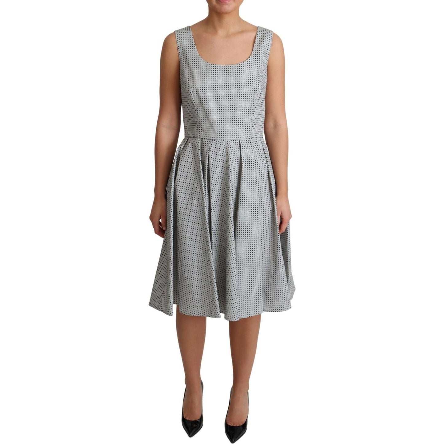 Dolce & Gabbana Chic Polka Dotted Sleeveless A-Line Dress Dolce & Gabbana Rosy Brown