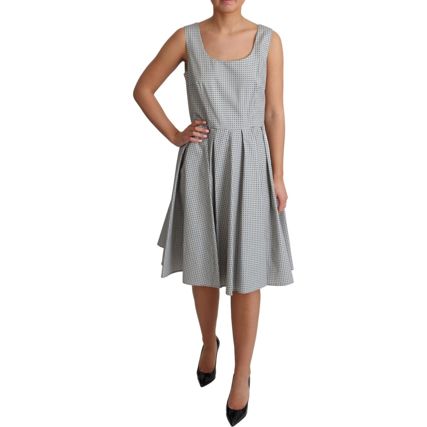 Dolce & Gabbana Chic Polka Dotted Sleeveless A-Line Dress Dolce & Gabbana Rosy Brown