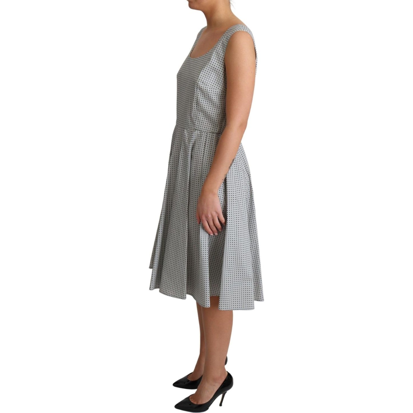 Dolce & Gabbana Chic Polka Dotted Sleeveless A-Line Dress Dolce & Gabbana Dim Gray