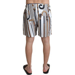 Dolce & Gabbana Elegant White Multicolor Swim Shorts Dolce & Gabbana Rosy Brown