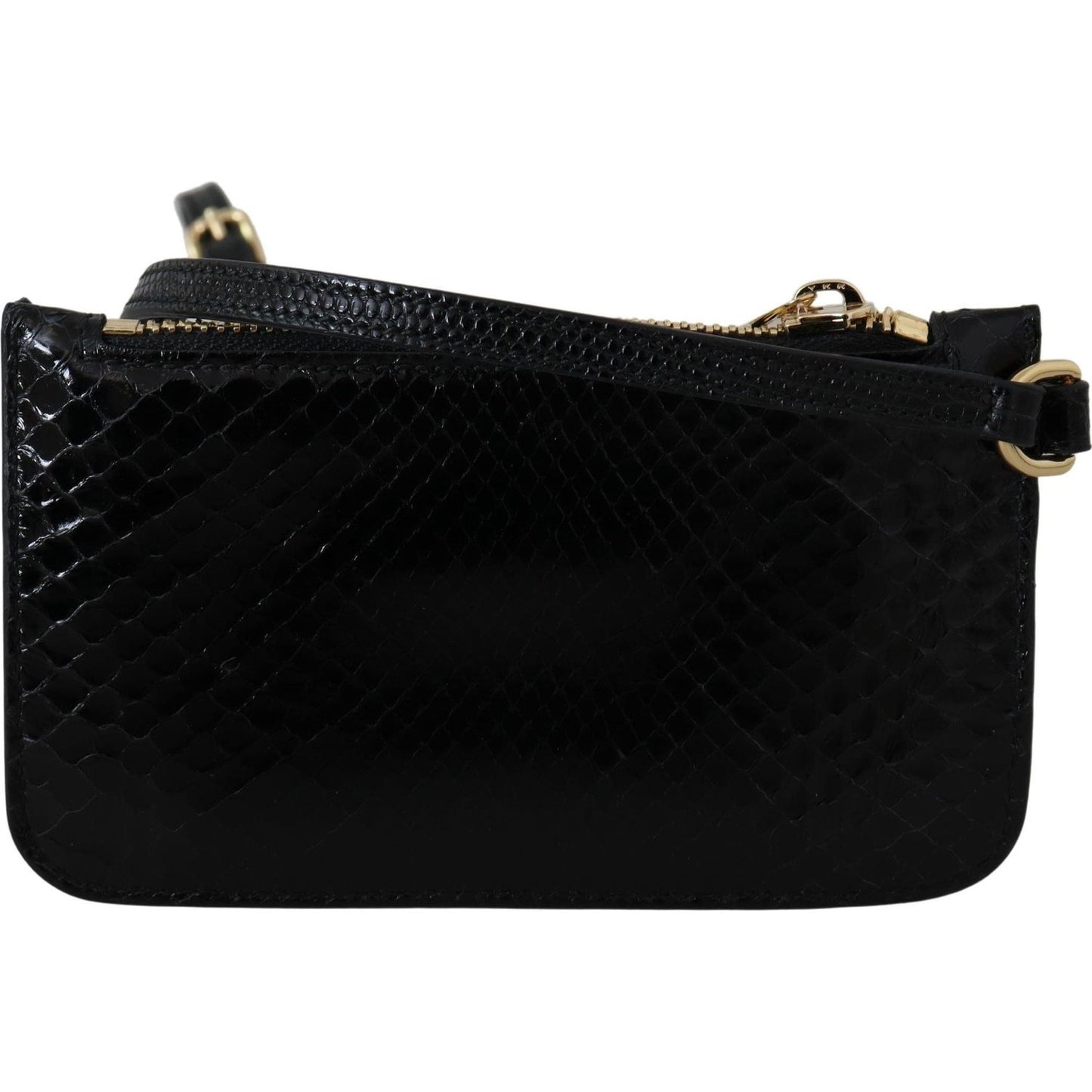 Dolce & Gabbana Elegant Python Pattern Leather Wristlet Wallet Dolce & Gabbana Black