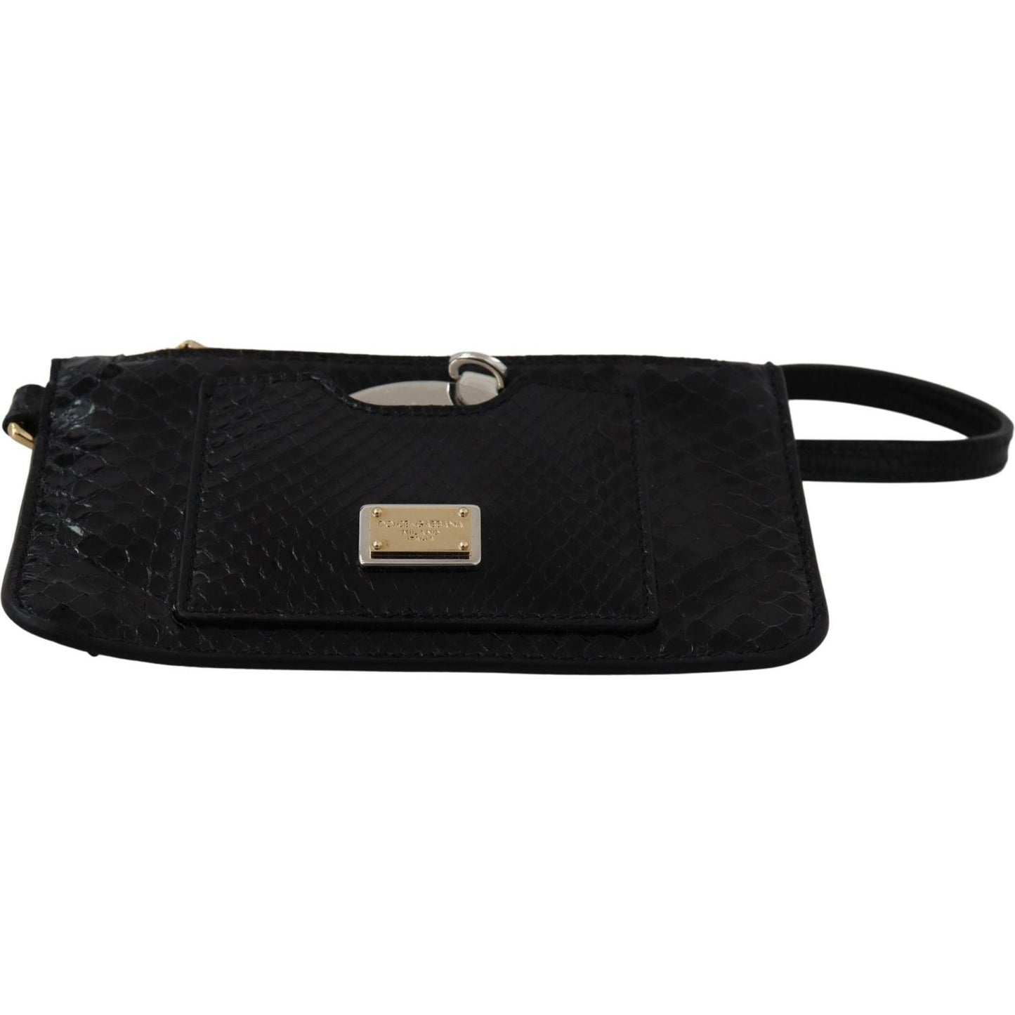 Dolce & Gabbana Elegant Python Pattern Leather Wristlet Wallet Dolce & Gabbana Black