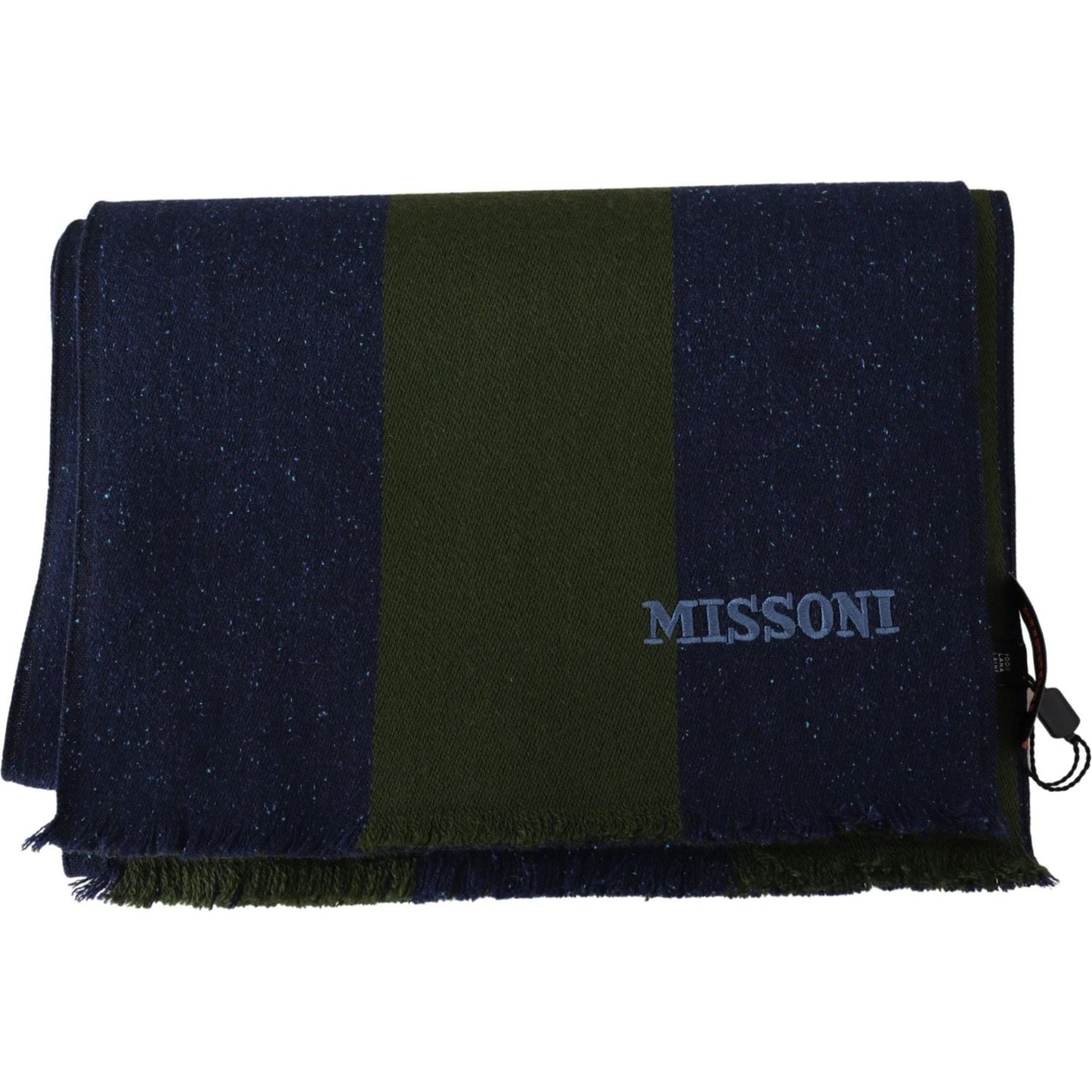 Missoni Authentic Wool Scarf with Stripes and Logo Embroidery Missoni Black