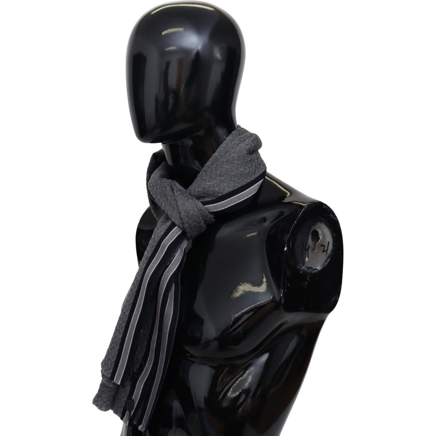 Missoni Elegant Gray Wool Scarf with Signature Stripes Missoni Black