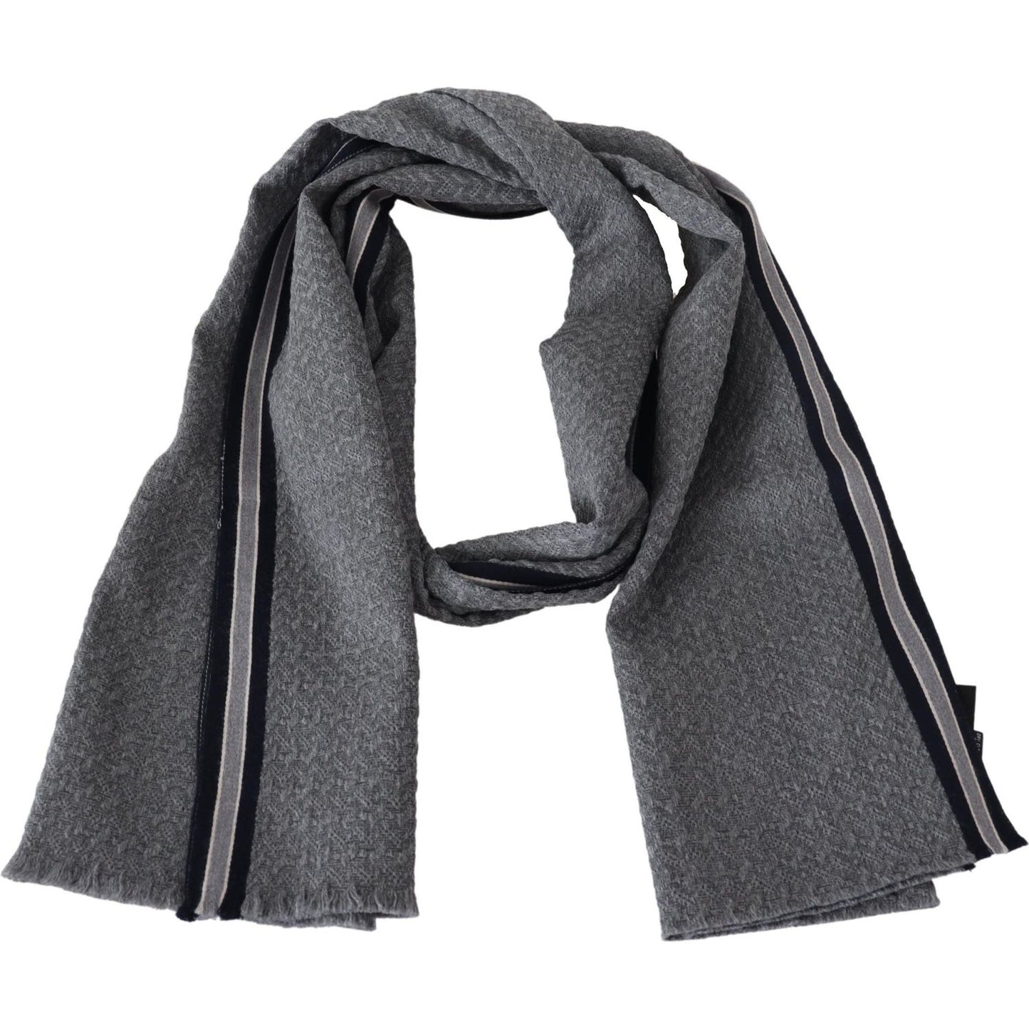 Missoni Elegant Gray Wool Scarf with Signature Stripes Missoni Dark Slate Gray