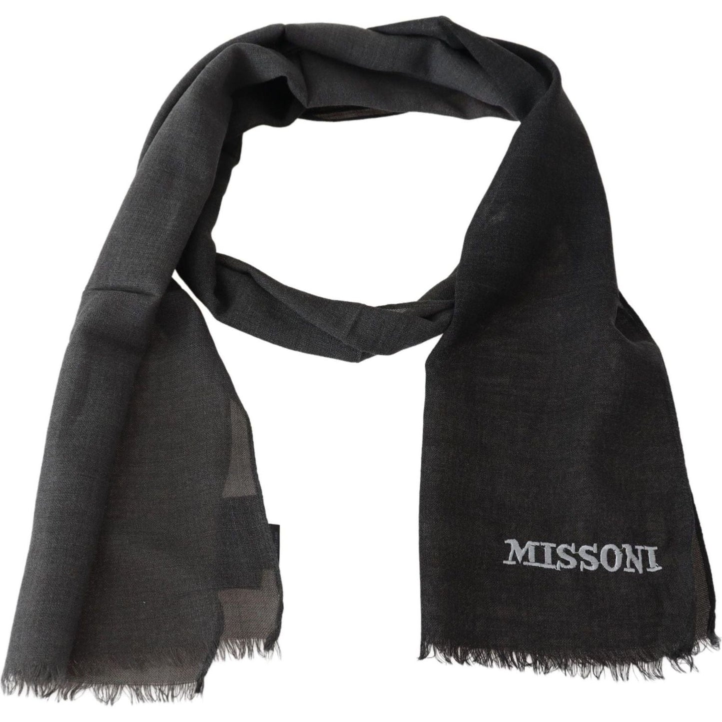 Missoni Sumptuous Wool Scarf with Fringes Missoni Dark Slate Gray