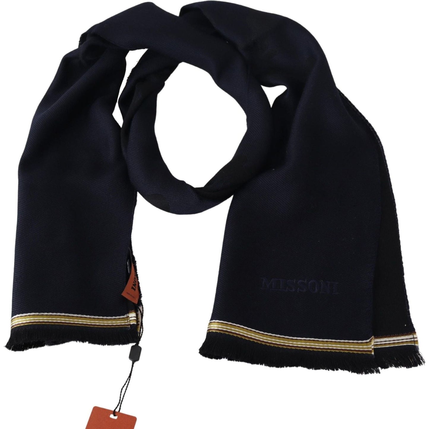Missoni Elegant Unisex Wool Scarf with Embroidered Logo Missoni Black