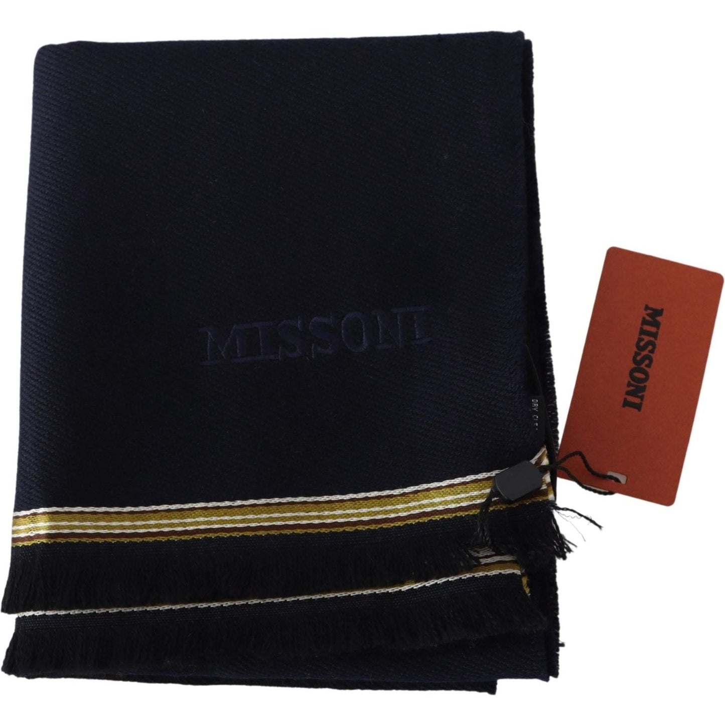 Missoni Elegant Unisex Wool Scarf with Embroidered Logo Missoni Black