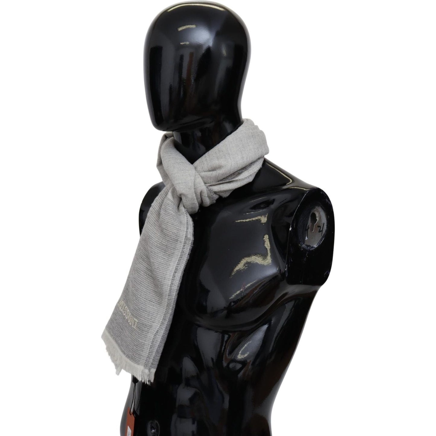 Missoni Elegant Beige Wool Scarf with Embroidery Detail Missoni Dark Gray