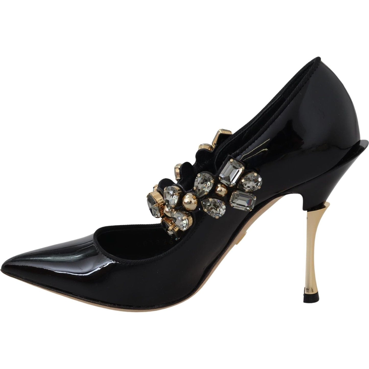 Dolce & Gabbana Elegant Black Leather Crystal Pumps Dolce & Gabbana Black
