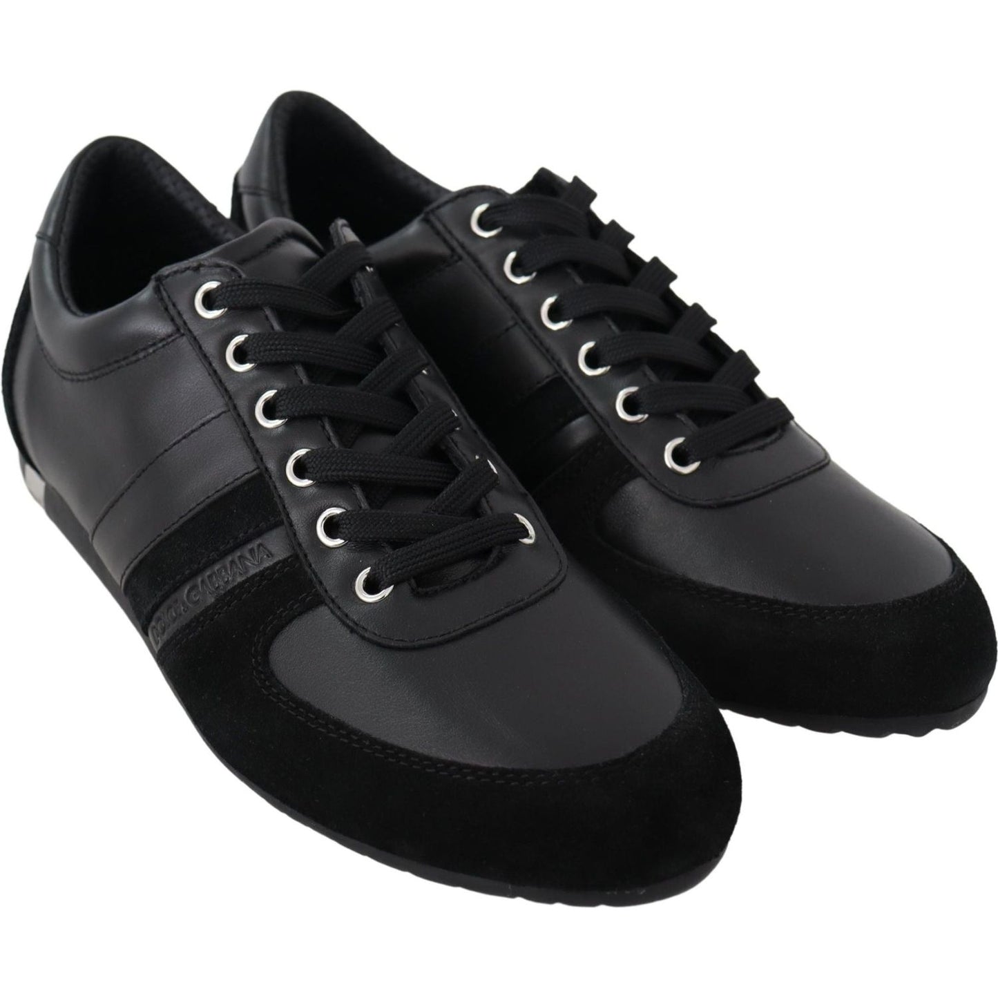 Dolce & Gabbana Elegant Black Leather Sport Sneakers Dolce & Gabbana Black