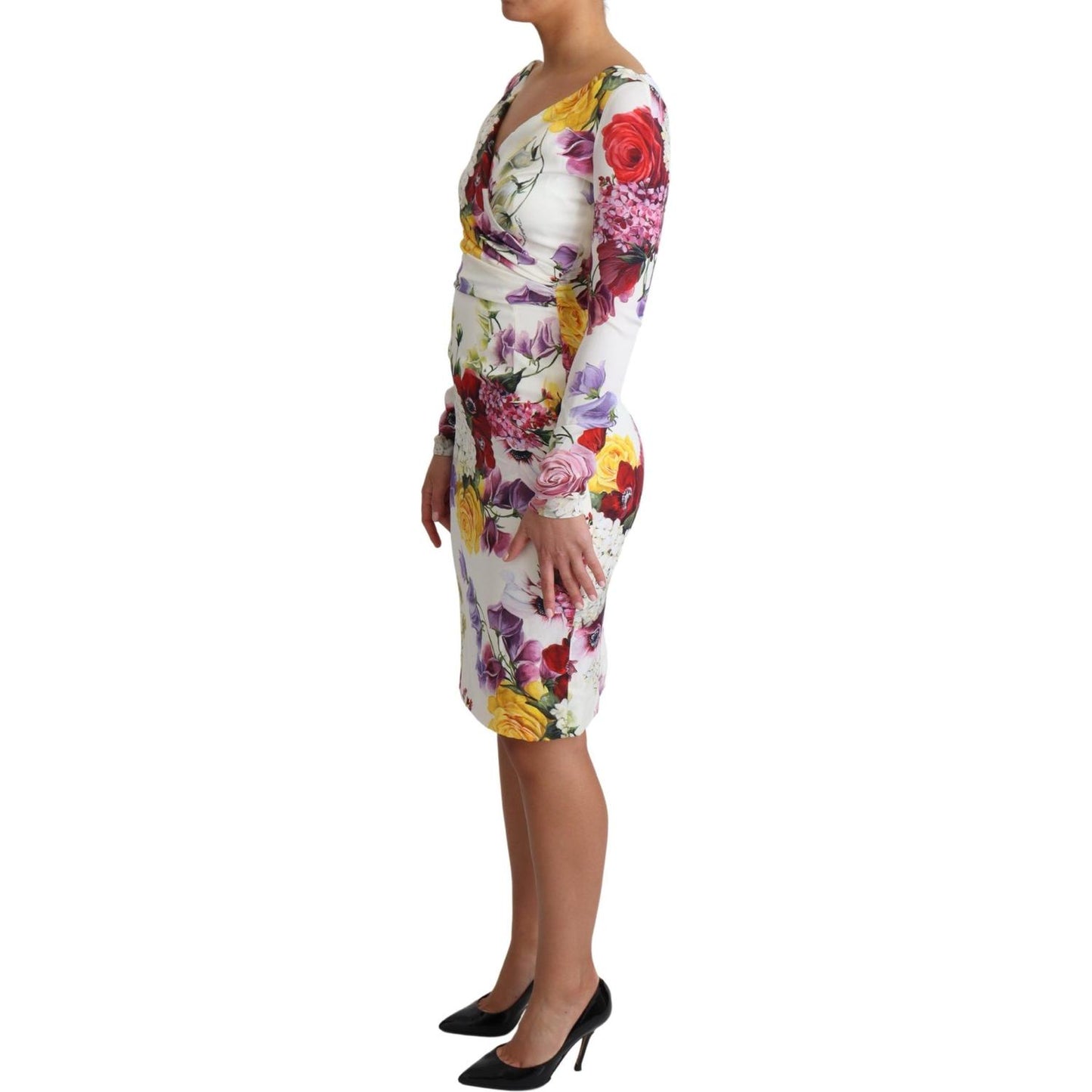Dolce & Gabbana Elegant Floral Sheath Silk Dress Dolce & Gabbana Rosy Brown